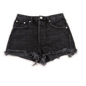 ZARA black button fly high rise jean shorts size 6
